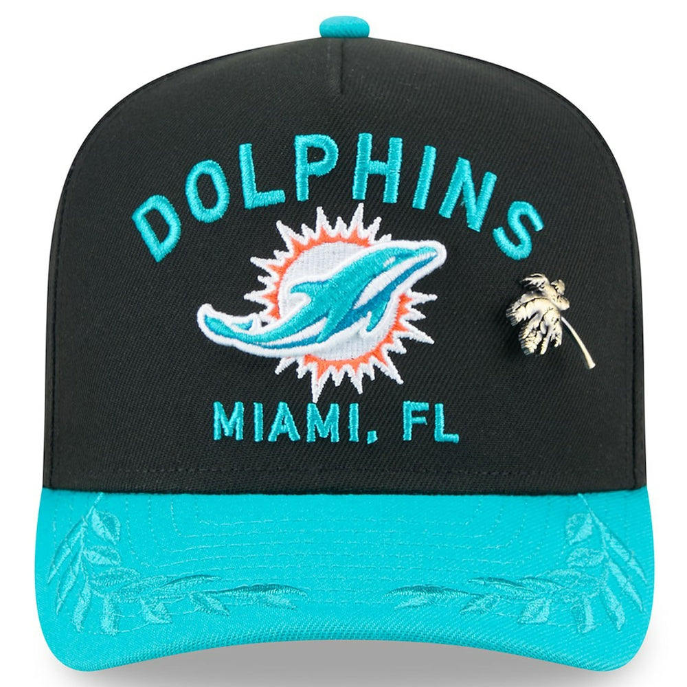 Miami Dolphins New Era 2025 NFL Draft On Stage A-Frame 59FIFTY Fitted Hat - Black/Aqua outlet
