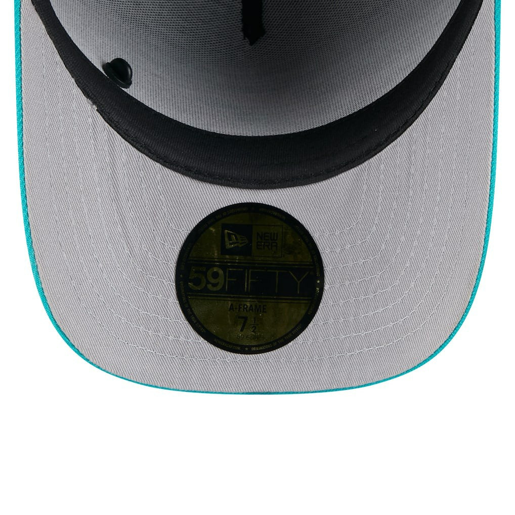 Miami Dolphins New Era 2025 NFL Draft On Stage A-Frame 59FIFTY Fitted Hat - Black/Aqua outlet