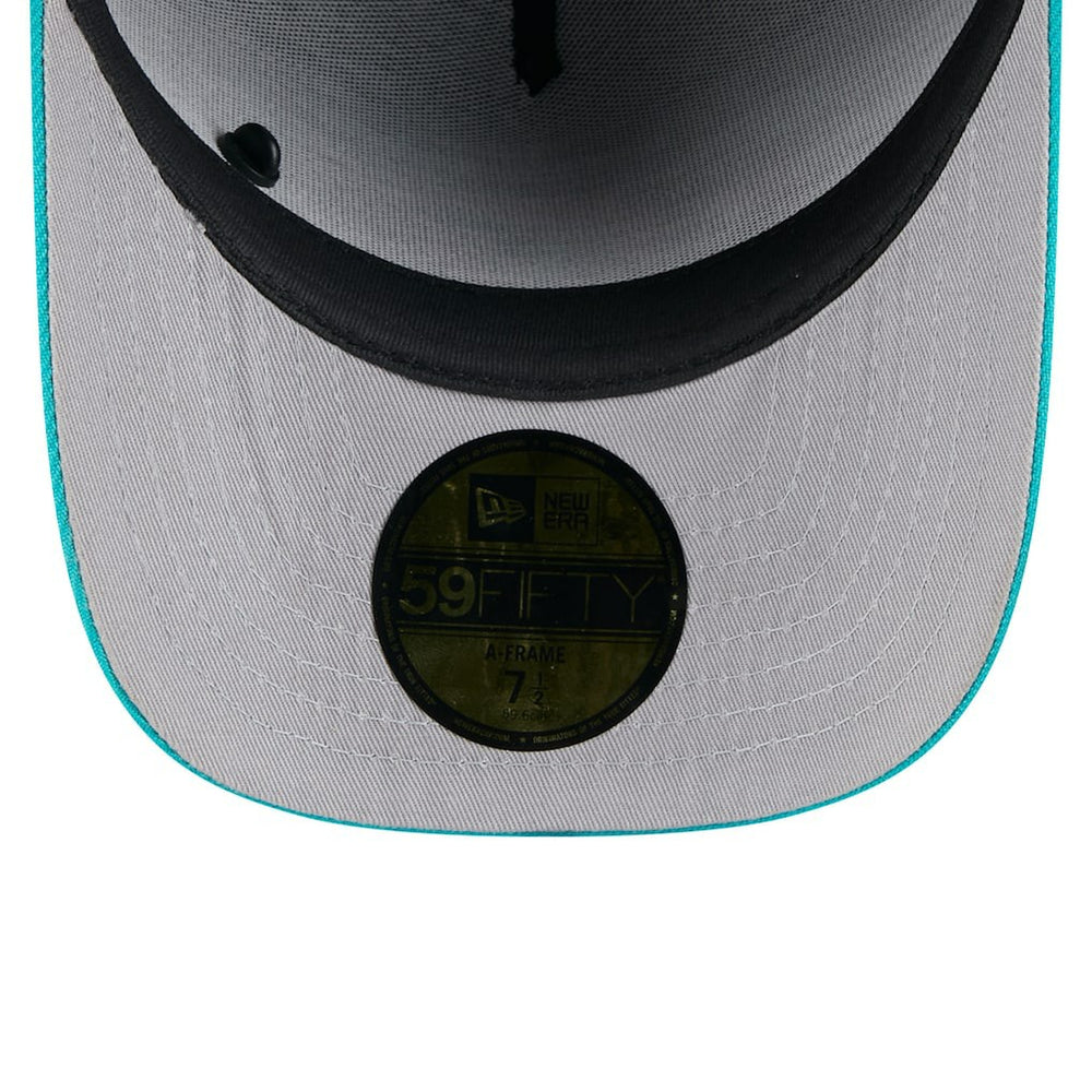 Miami Dolphins New Era 2025 NFL Draft On Stage A-Frame 59FIFTY Fitted Hat - Black/Aqua outlet