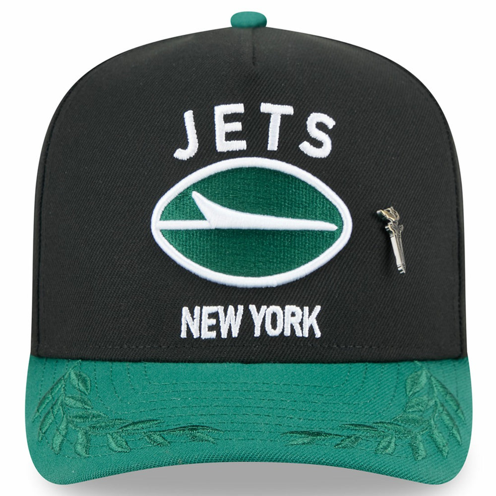 New York Jets New Era 2025 NFL Draft On Stage A-Frame 59FIFTY Fitted Hat - Black/Green for sale