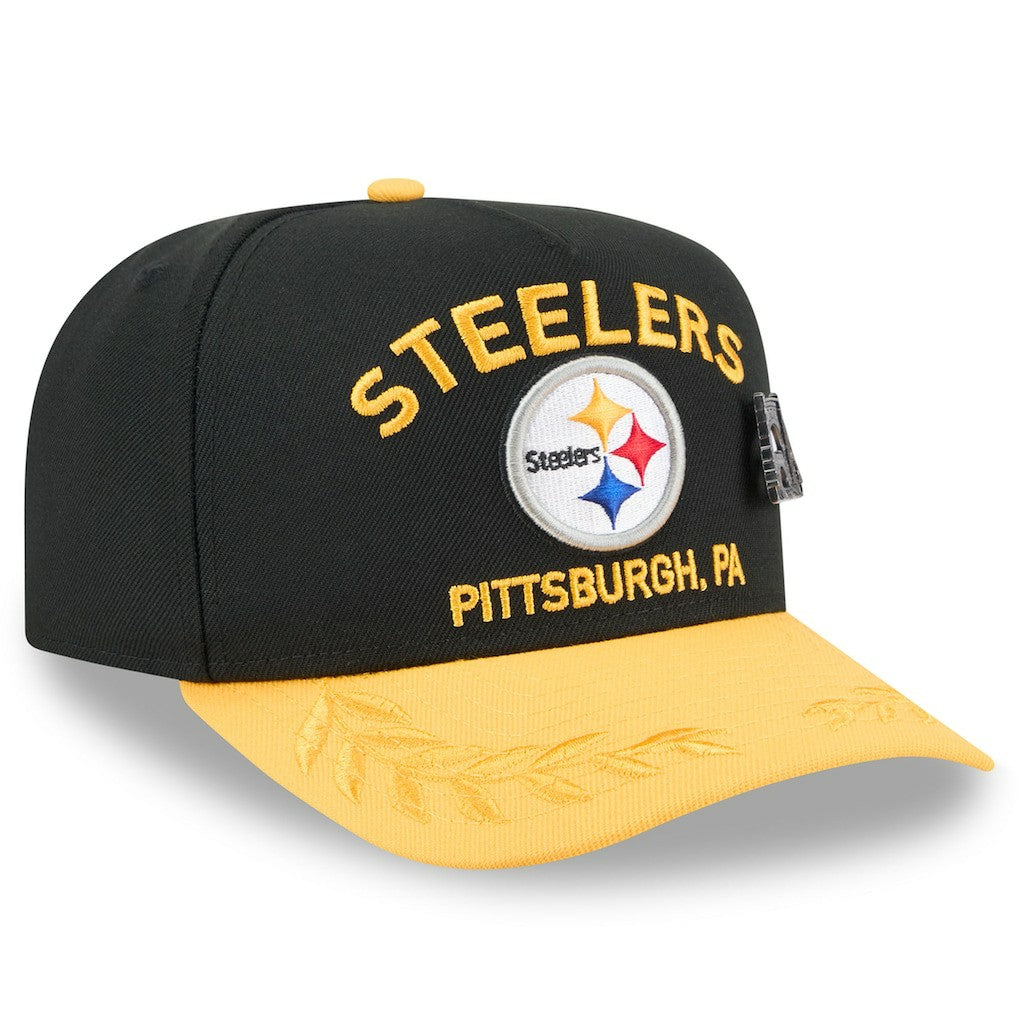 Pittsburgh Steelers New Era 2025 NFL Draft On Stage A-Frame 59FIFTY Fitted Hat - Black/Gold sale