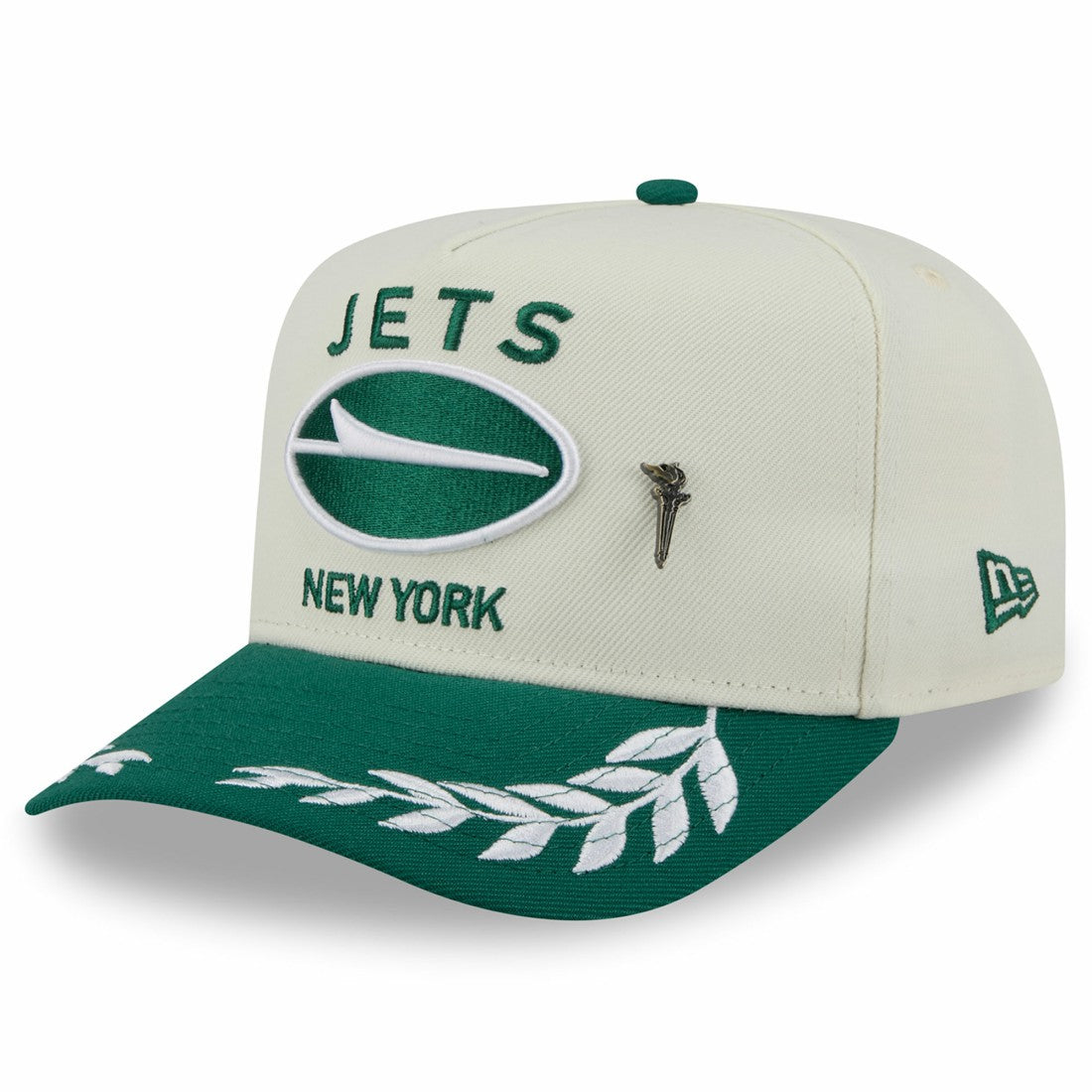 New York Jets New Era 2025 NFL Draft A-Frame 59FIFTY Fitted Hat - Cream/Green on sale