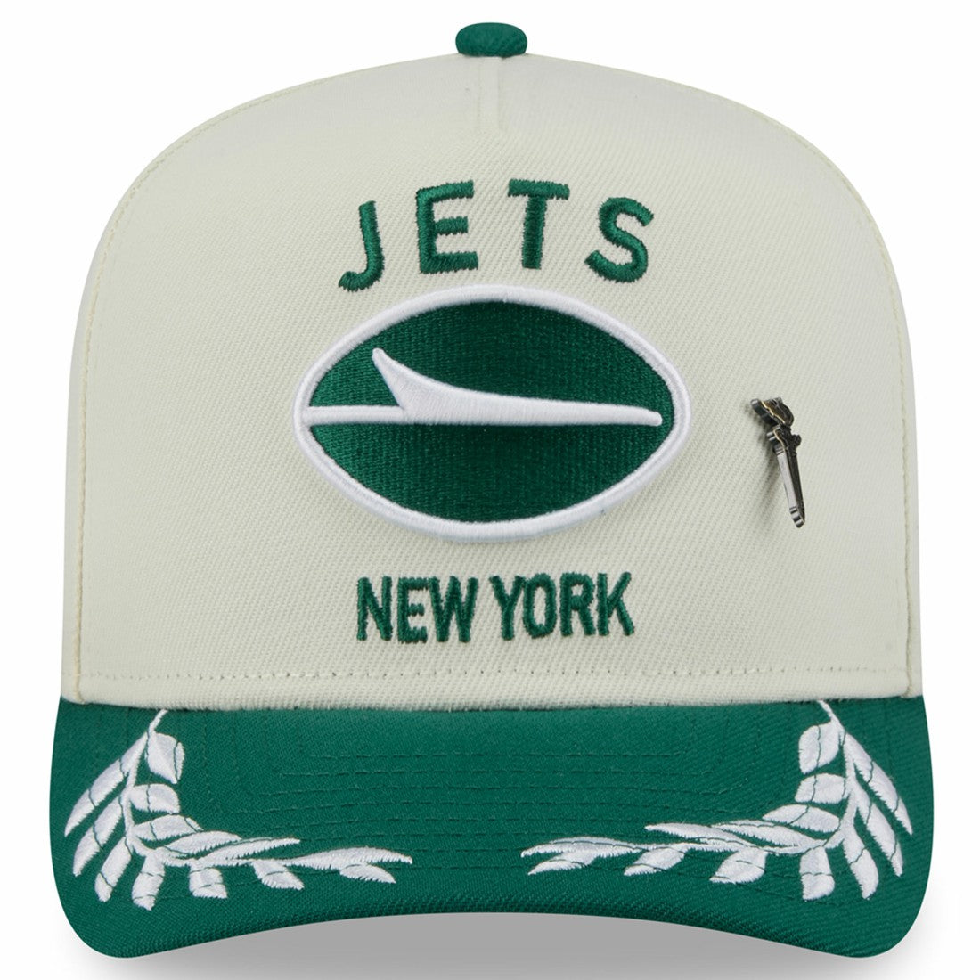 New York Jets New Era 2025 NFL Draft A-Frame 59FIFTY Fitted Hat - Cream/Green on sale