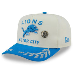 Detroit Lions New Era 2025 NFL Draft A-Frame 59FIFTY Fitted Hat - Cream/Blue on sale