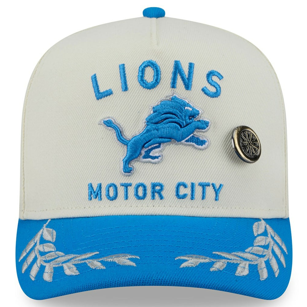 Detroit Lions New Era 2025 NFL Draft A-Frame 59FIFTY Fitted Hat - Cream/Blue on sale