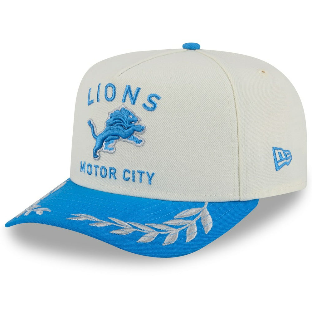 Detroit Lions New Era 2025 NFL Draft A-Frame 9FIFTY Snapback Hat - Cream/Blue on sale