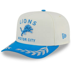 Detroit Lions New Era 2025 NFL Draft A-Frame 9FIFTY Snapback Hat - Cream/Blue on sale