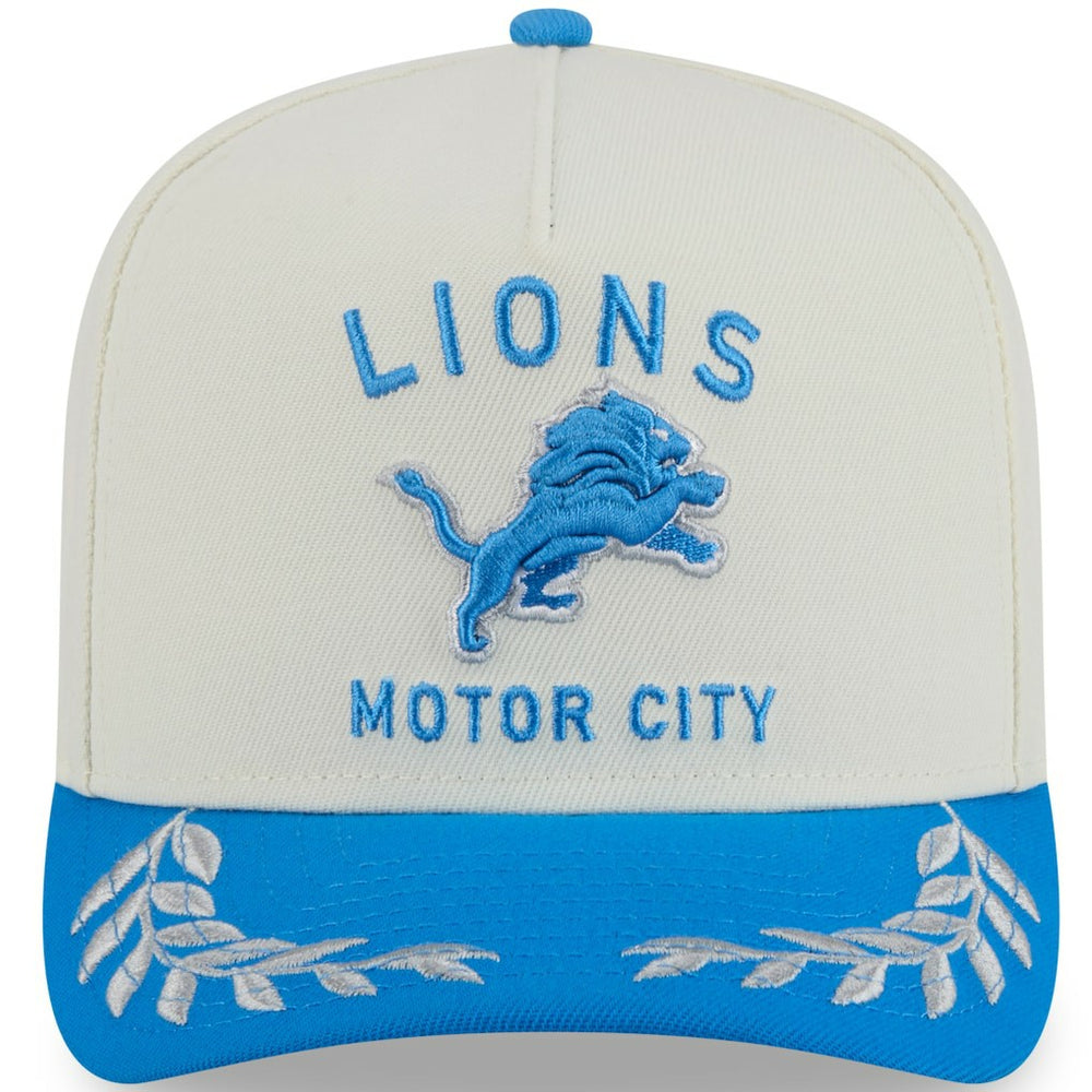 Detroit Lions New Era 2025 NFL Draft A-Frame 9FIFTY Snapback Hat - Cream/Blue on sale
