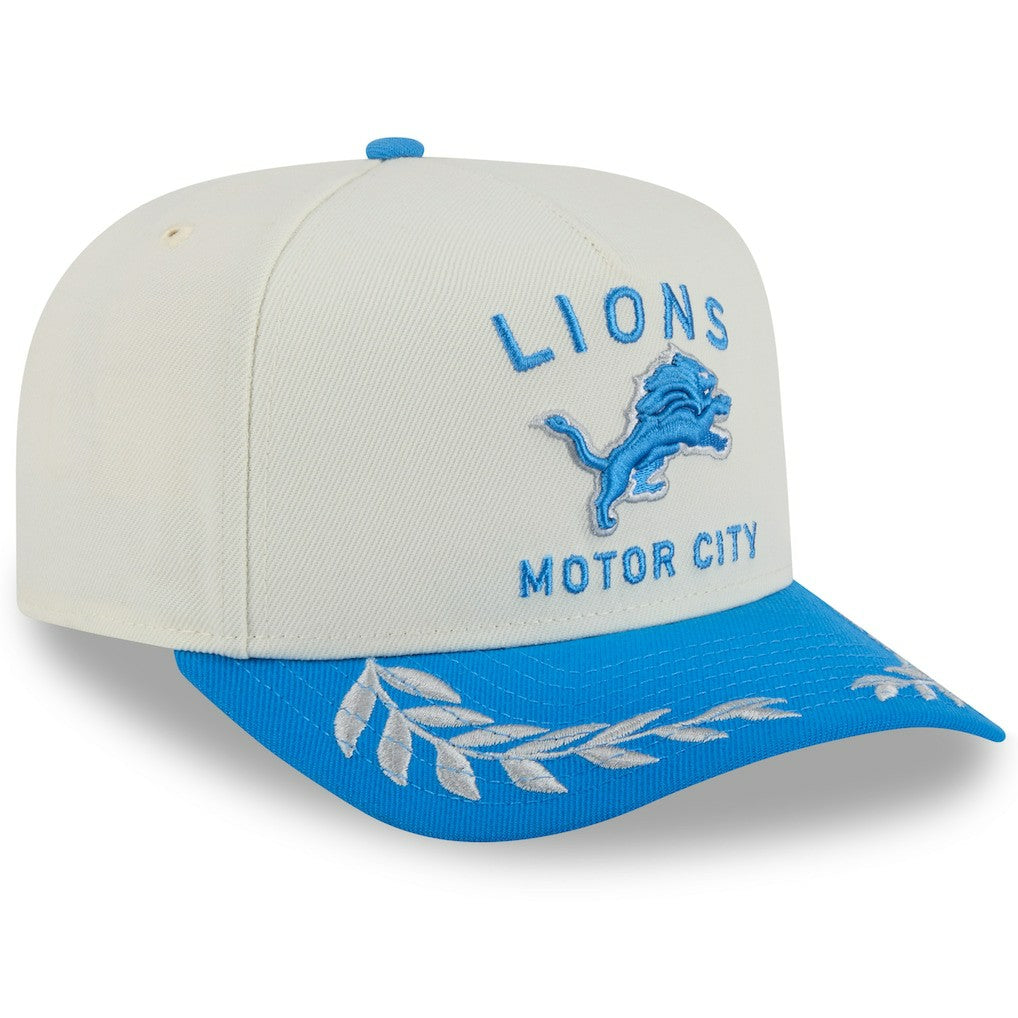 Detroit Lions New Era 2025 NFL Draft A-Frame 9FIFTY Snapback Hat - Cream/Blue on sale