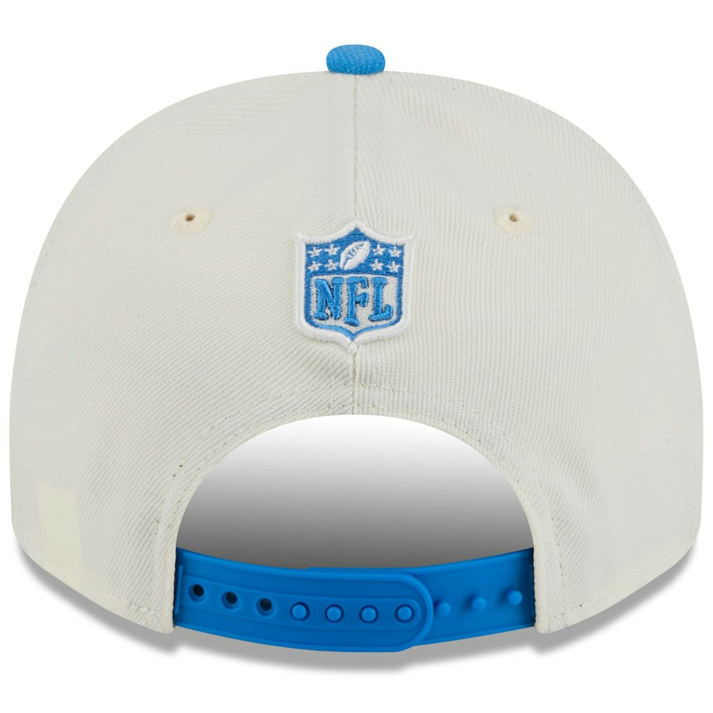 Detroit Lions New Era 2025 NFL Draft A-Frame 9FIFTY Snapback Hat - Cream/Blue on sale