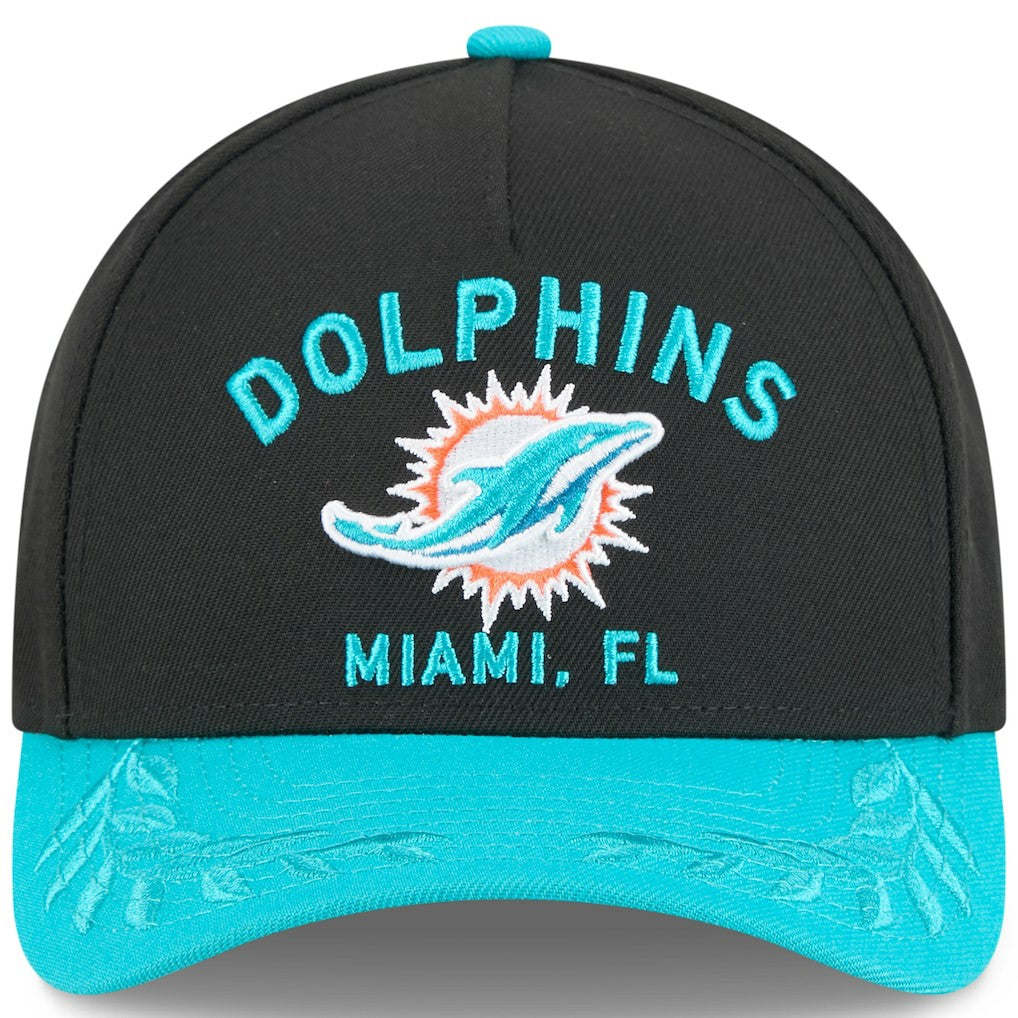 Miami Dolphins New Era 2025 NFL Draft 9FORTY A-Frame M-Crown Adjustable Hat - Black/Aqua online