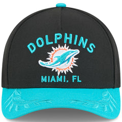 Miami Dolphins New Era 2025 NFL Draft 9FORTY A-Frame M-Crown Adjustable Hat - Black/Aqua online