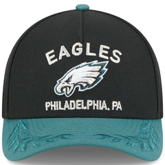 Philadelphia Eagles New Era 2025 NFL Draft 9FORTY A-Frame M-Crown Adjustable Hat - Black/Midnight Green sale