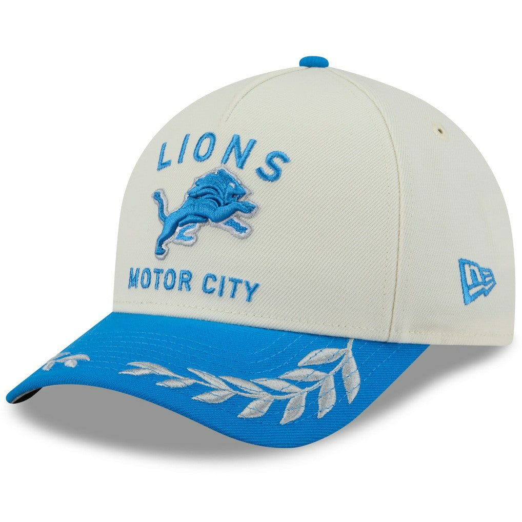 Detroit Lions New Era 2025 NFL Draft 9FORTY A-Frame M-Crown Adjustable Hat - Cream/Blue on sale