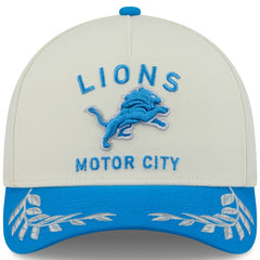 Detroit Lions New Era 2025 NFL Draft 9FORTY A-Frame M-Crown Adjustable Hat - Cream/Blue on sale