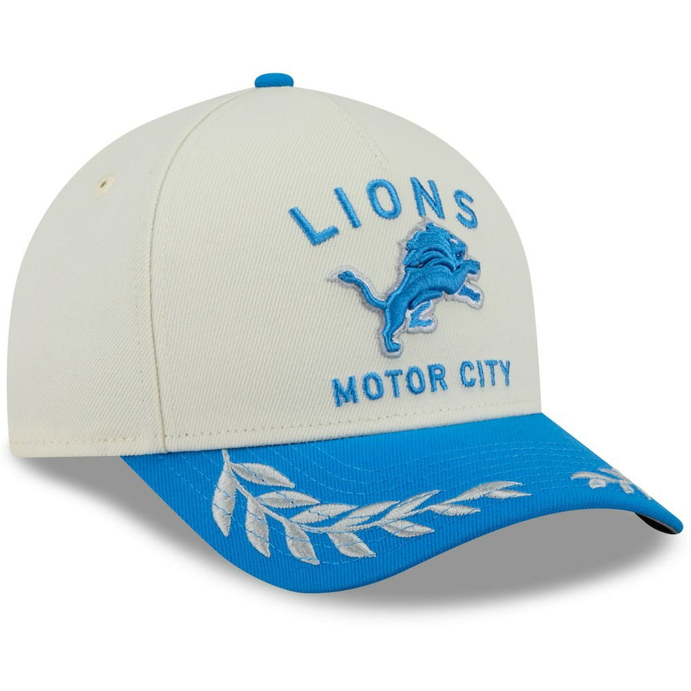 Detroit Lions New Era 2025 NFL Draft 9FORTY A-Frame M-Crown Adjustable Hat - Cream/Blue on sale