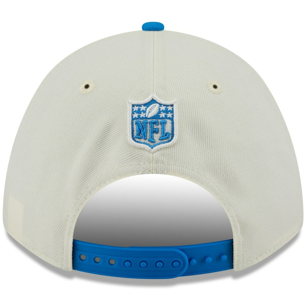 Detroit Lions New Era 2025 NFL Draft 9FORTY A-Frame M-Crown Adjustable Hat - Cream/Blue on sale