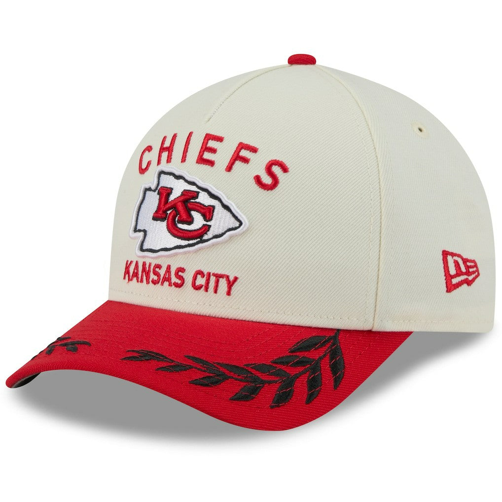 Kansas City Chiefs New Era 2025 NFL Draft 9FORTY A-Frame M-Crown Adjustable Hat - Cream/Red sale