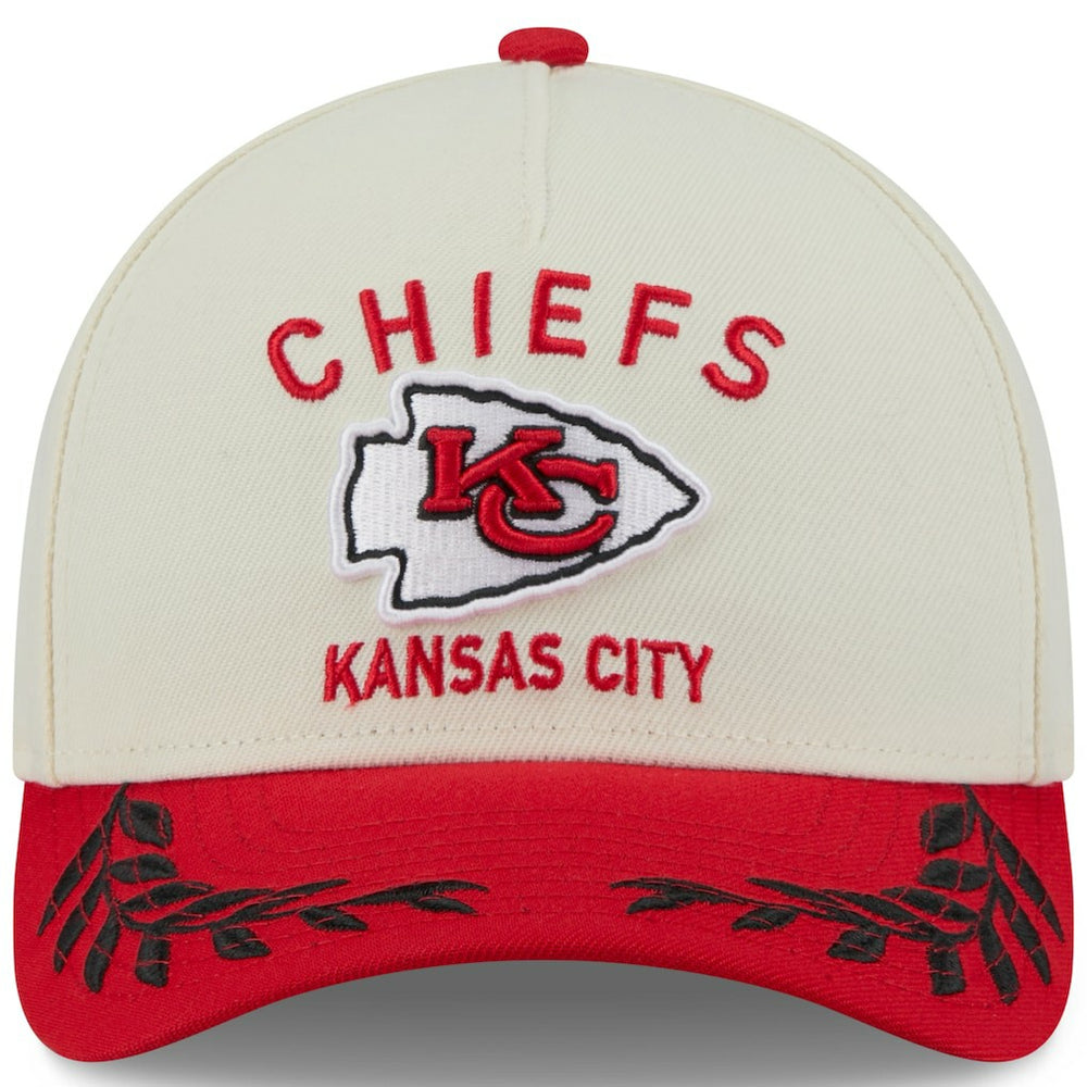 Kansas City Chiefs New Era 2025 NFL Draft 9FORTY A-Frame M-Crown Adjustable Hat - Cream/Red sale