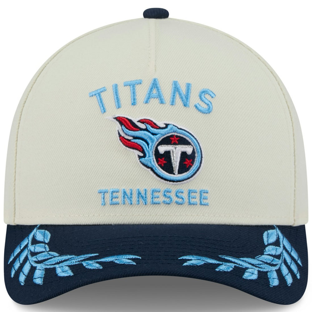 Tennessee Titans New Era 2025 NFL Draft 9FORTY A-Frame M-Crown Adjustable Hat - Cream/Navy cheap