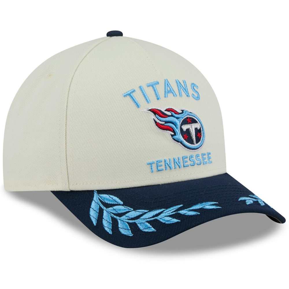 Tennessee Titans New Era 2025 NFL Draft 9FORTY A-Frame M-Crown Adjustable Hat - Cream/Navy cheap