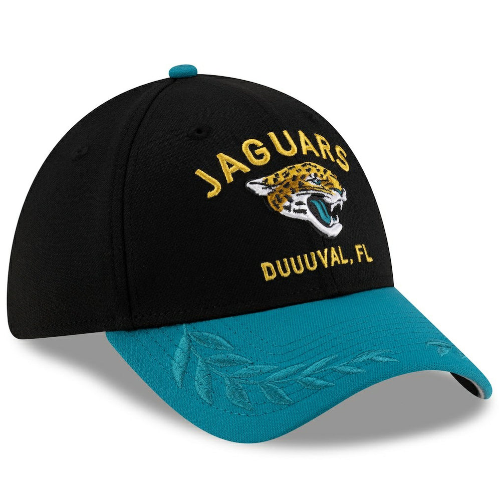 Jacksonville Jaguars New Era 2025 NFL Draft 39THIRTY Flex Hat - Black/Teal on sale