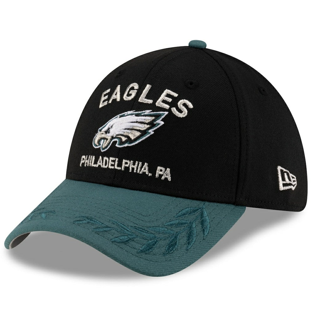 Philadelphia Eagles New Era 2025 NFL Draft 39THIRTY Flex Hat - Black/Midnight Green discount