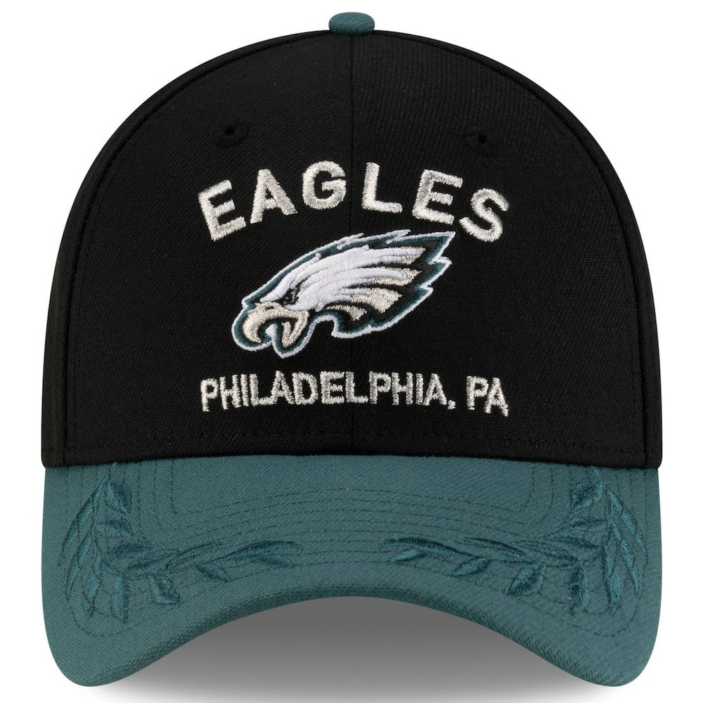 Philadelphia Eagles New Era 2025 NFL Draft 39THIRTY Flex Hat - Black/Midnight Green discount