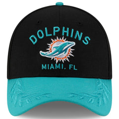 Miami Dolphins New Era 2025 NFL Draft 39THIRTY Flex Hat - Black/Aqua cheap