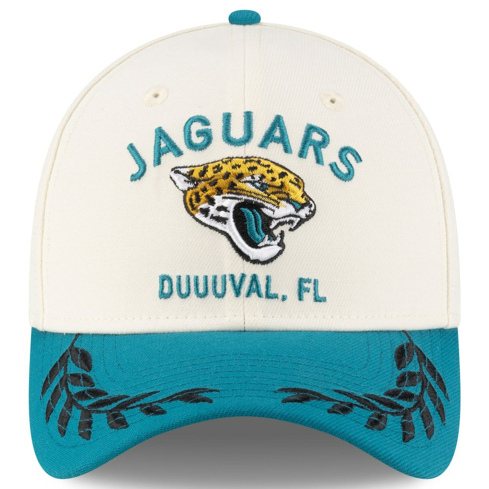 Jacksonville Jaguars New Era 2025 NFL Draft 39THIRTY Flex Hat - Cream/Teal sale