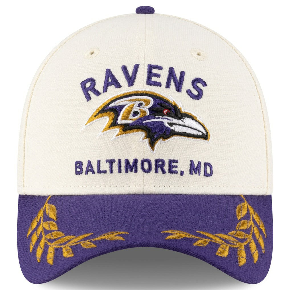Baltimore Ravens New Era 2025 NFL Draft 39THIRTY Flex Hat - Cream/Purple discount