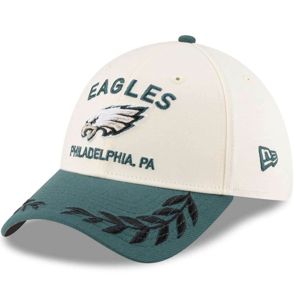 Philadelphia Eagles New Era 2025 NFL Draft 39THIRTY Flex Hat - Cream/Midnight Green cheap