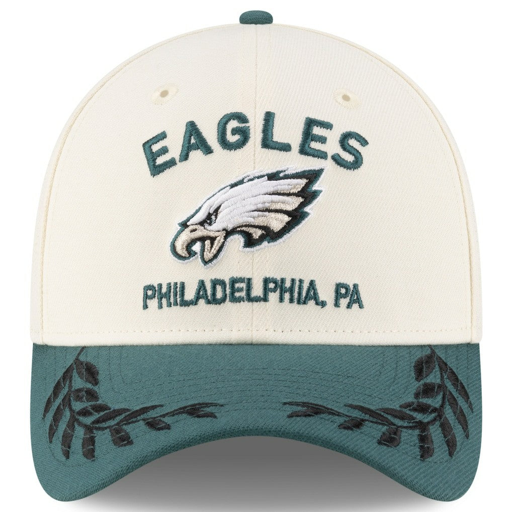 Philadelphia Eagles New Era 2025 NFL Draft 39THIRTY Flex Hat - Cream/Midnight Green cheap