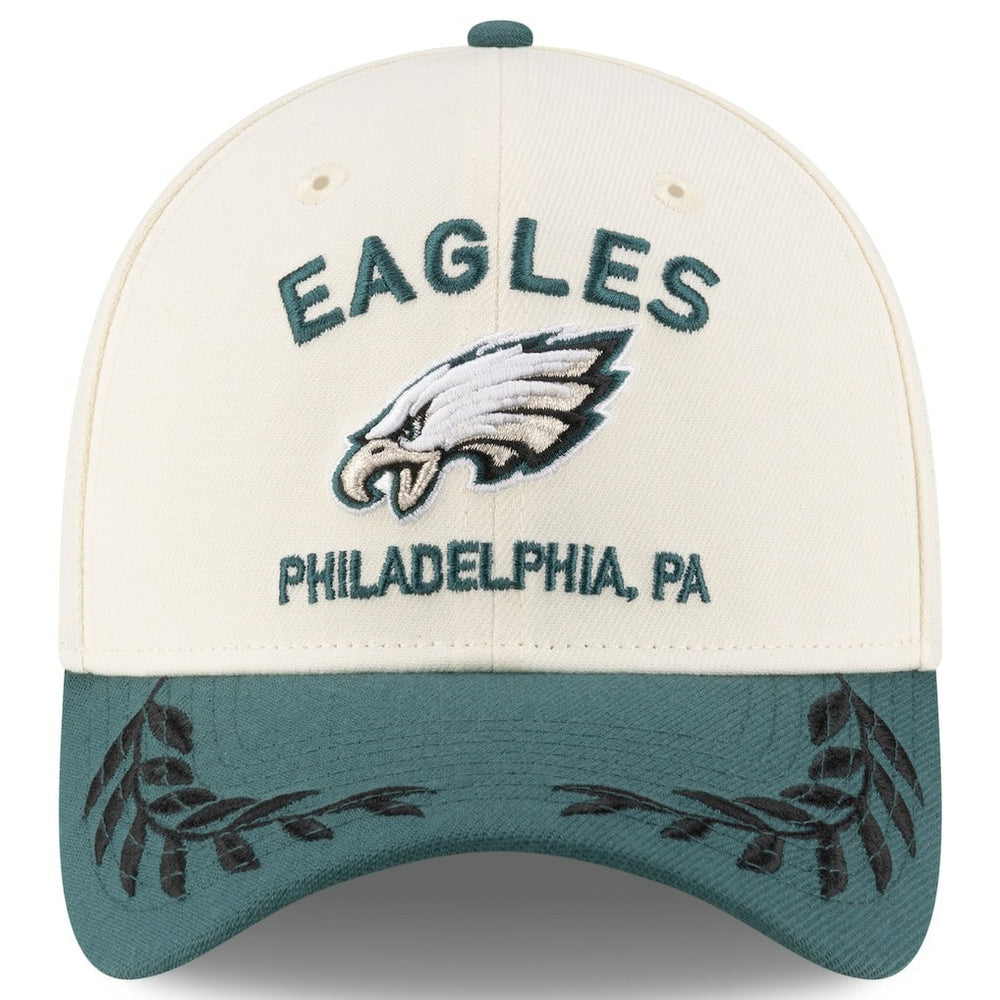 Philadelphia Eagles New Era 2025 NFL Draft 39THIRTY Flex Hat - Cream/Midnight Green cheap