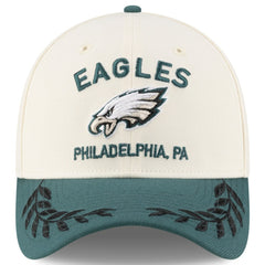 Philadelphia Eagles New Era 2025 NFL Draft 39THIRTY Flex Hat - Cream/Midnight Green cheap