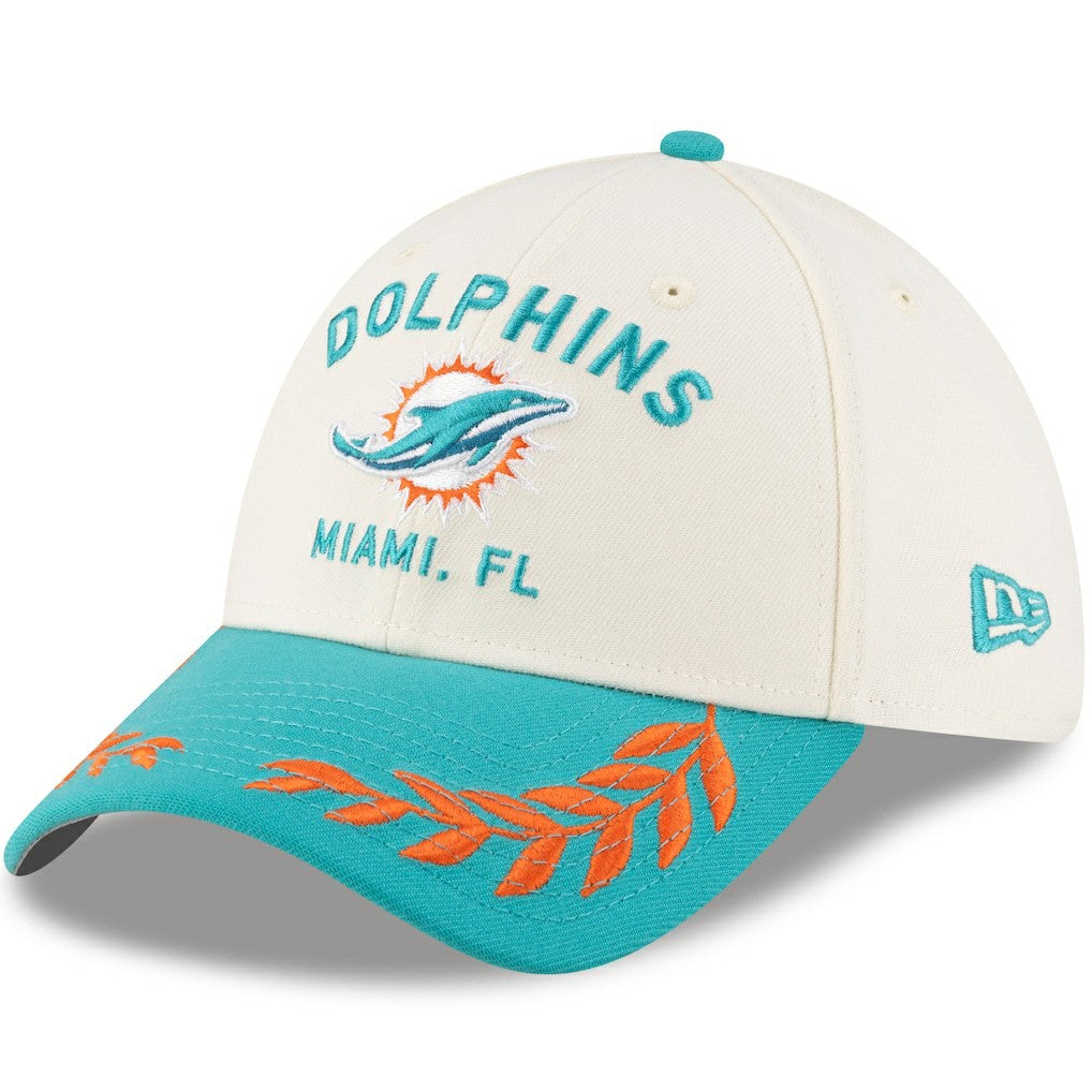 Miami Dolphins New Era 2025 NFL Draft 39THIRTY Flex Hat - Cream/Aqua discount