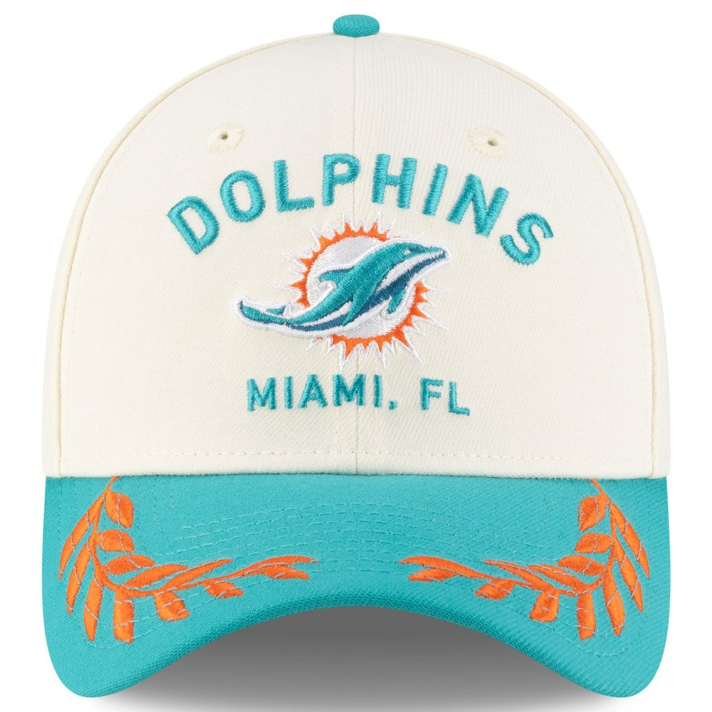 Miami Dolphins New Era 2025 NFL Draft 39THIRTY Flex Hat - Cream/Aqua discount