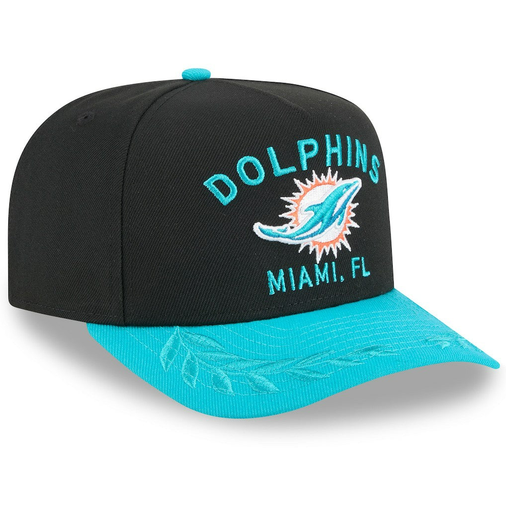 Miami Dolphins New Era Youth 2025 NFL Draft A-Frame 9FIFTY Snapback Hat - Black/Aqua on sale