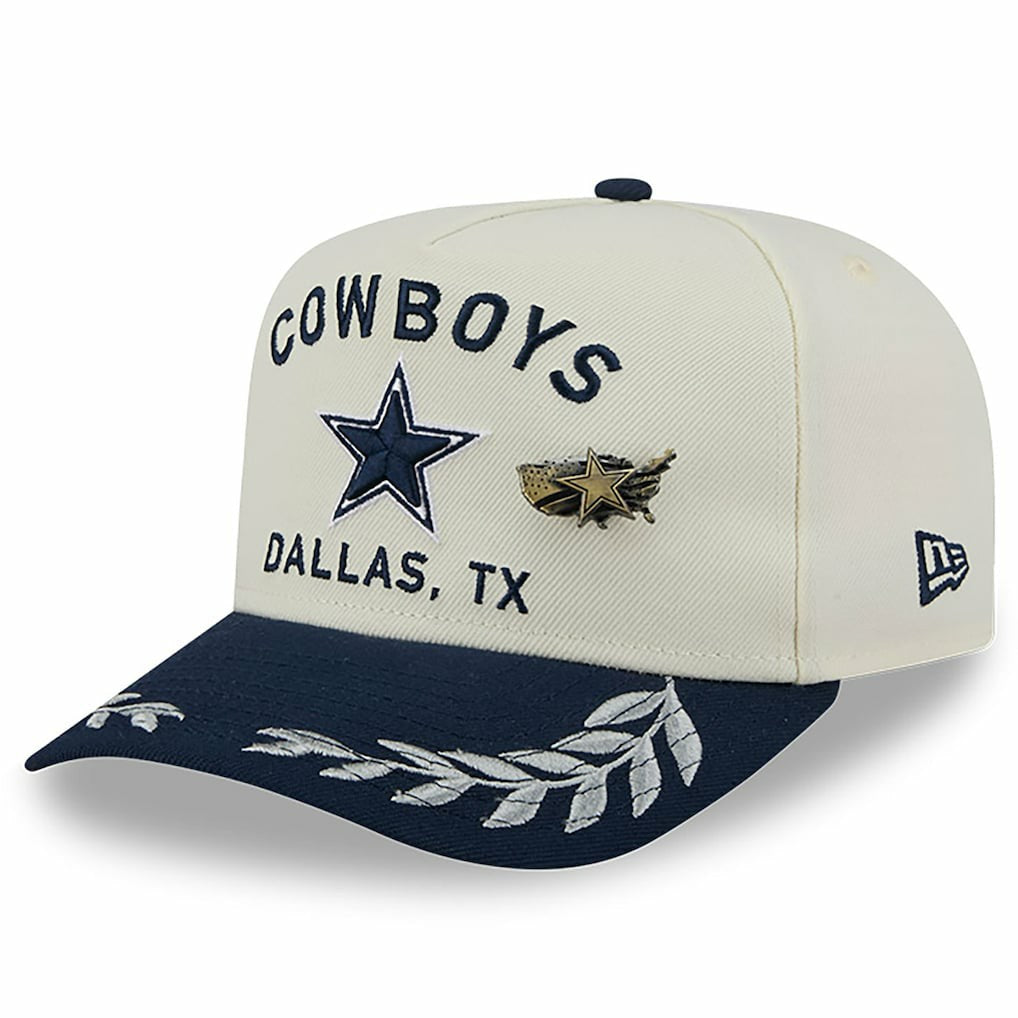 Dallas Cowboys New Era 2025 NFL Draft A-Frame 59FIFTY Fitted Hat - Cream/Navy discount
