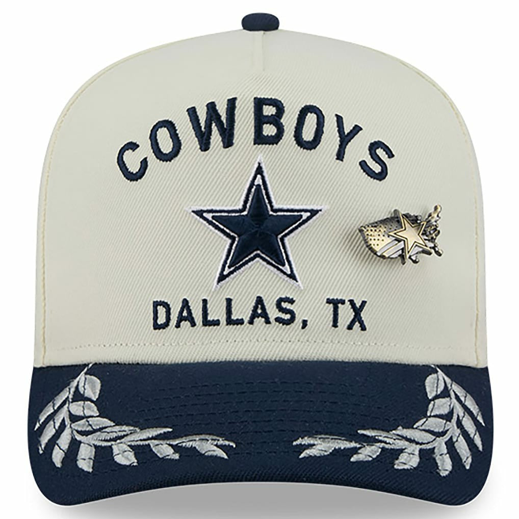Dallas Cowboys New Era 2025 NFL Draft A-Frame 59FIFTY Fitted Hat - Cream/Navy discount