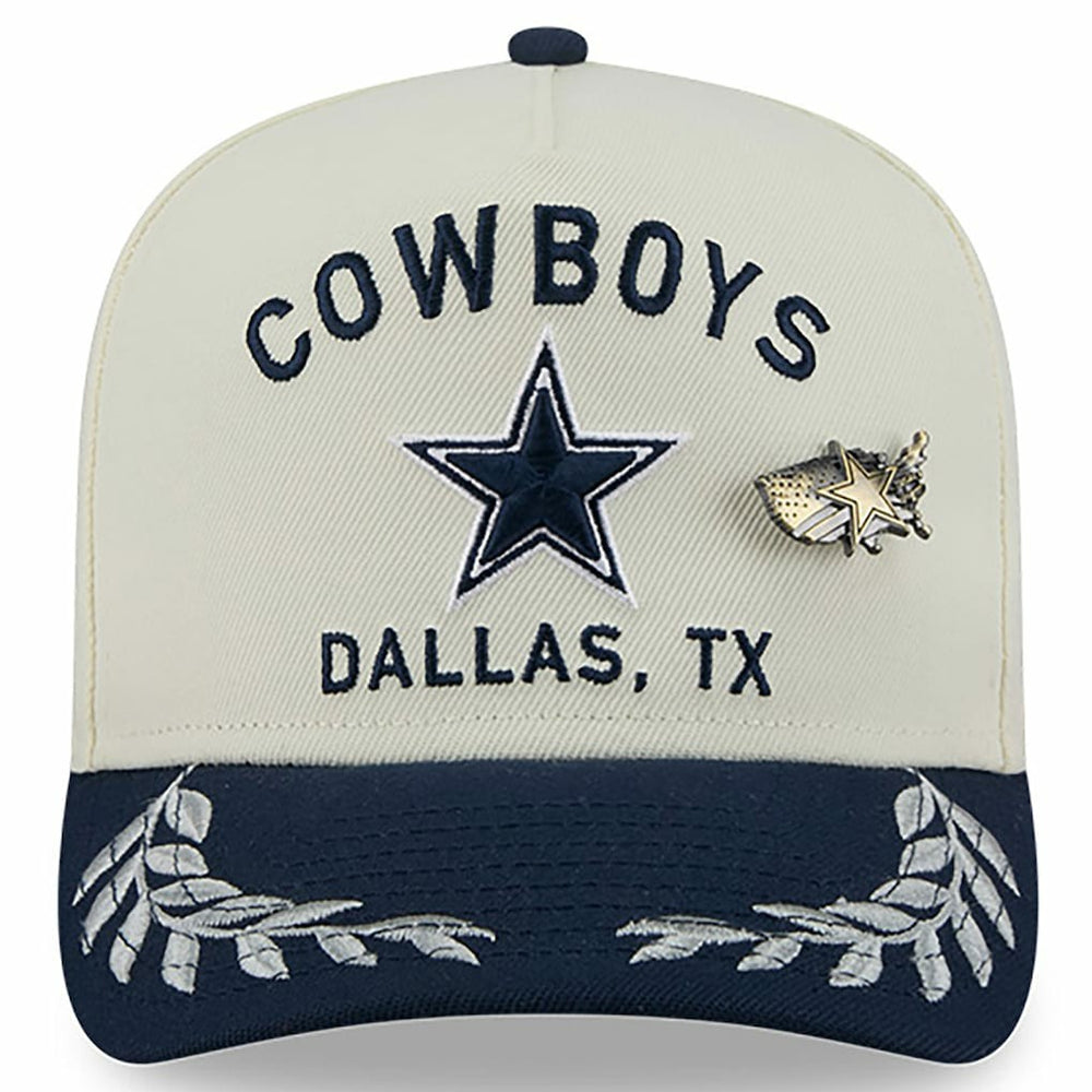 Dallas Cowboys New Era 2025 NFL Draft A-Frame 59FIFTY Fitted Hat - Cream/Navy discount