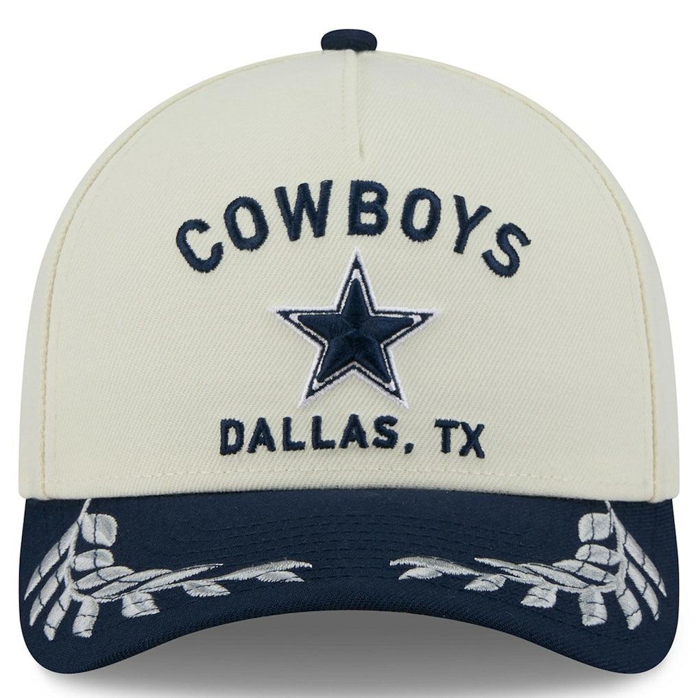 Dallas Cowboys New Era 2025 NFL Draft 9FORTY A-Frame M-Crown Adjustable Hat - Cream/Navy outlet