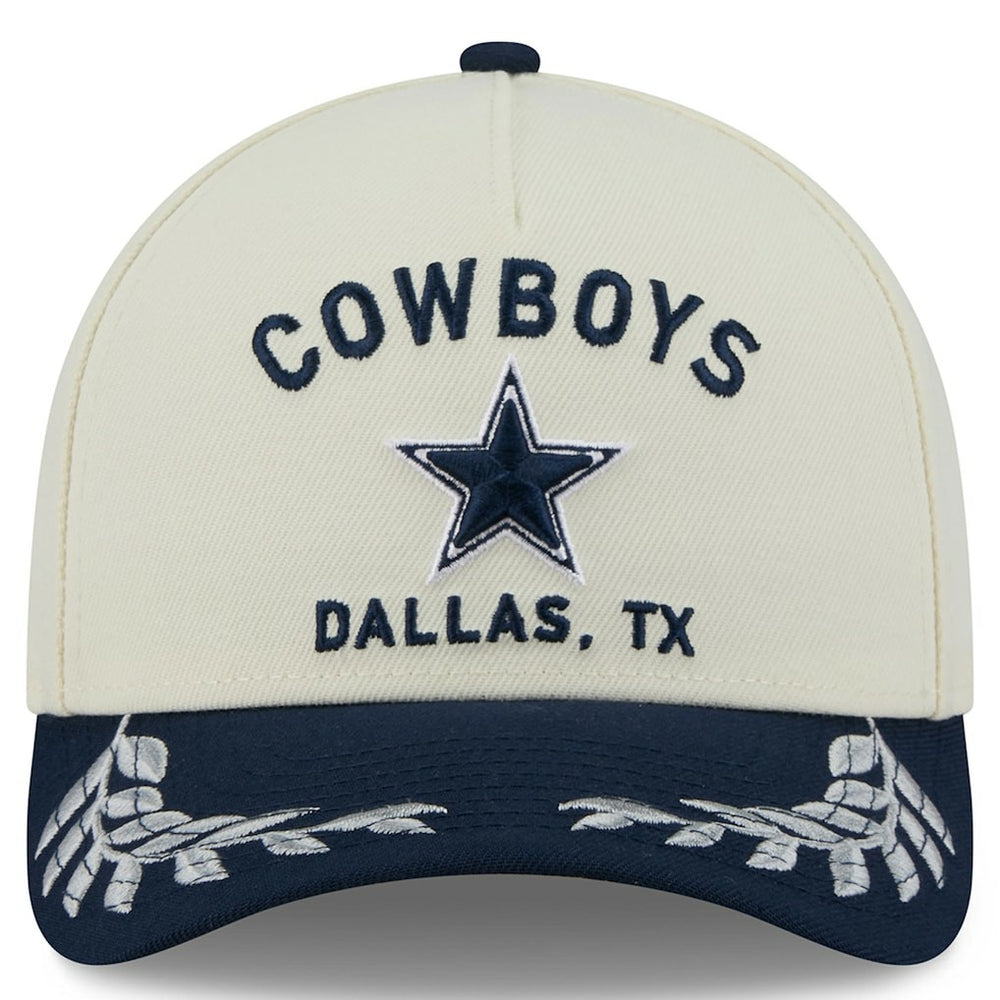 Dallas Cowboys New Era 2025 NFL Draft 9FORTY A-Frame M-Crown Adjustable Hat - Cream/Navy outlet