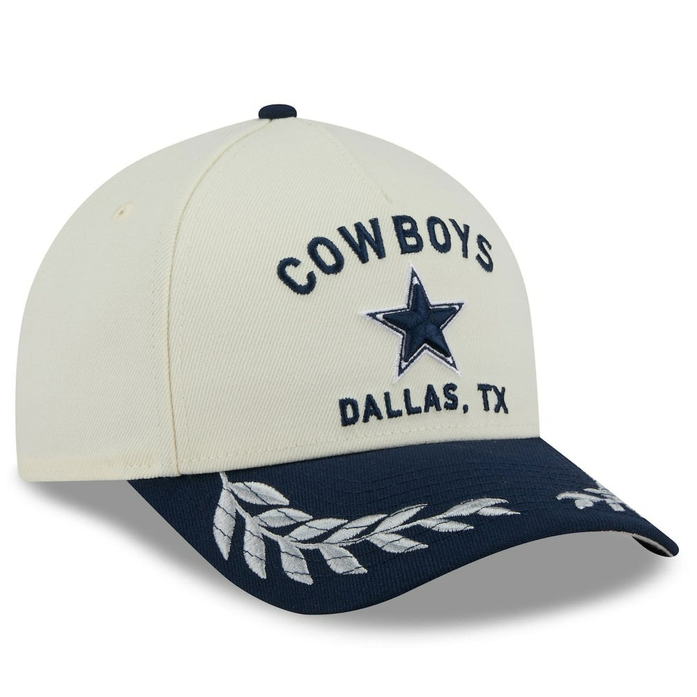Dallas Cowboys New Era 2025 NFL Draft 9FORTY A-Frame M-Crown Adjustable Hat - Cream/Navy outlet