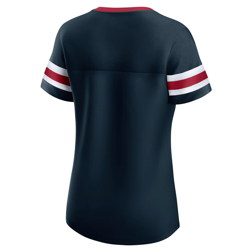Houston Texans Women's Iconic Bling Athena Lace-Up V-Neck T-Shirt - Navy on sale
