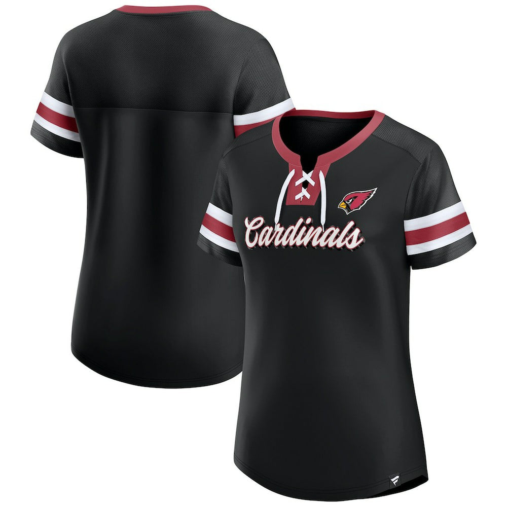 Arizona Cardinals Women's Original State Lace-Up T-Shirt - Black sale