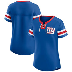 New York Giants Women's Bling Athena Jersey Style Lace-up T-Shirt - Royal for sale