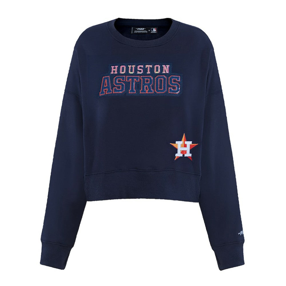 Houston Astros Pro Standard Women's Game Day Classics Crewneck Pullover Sweatshirt - Navy