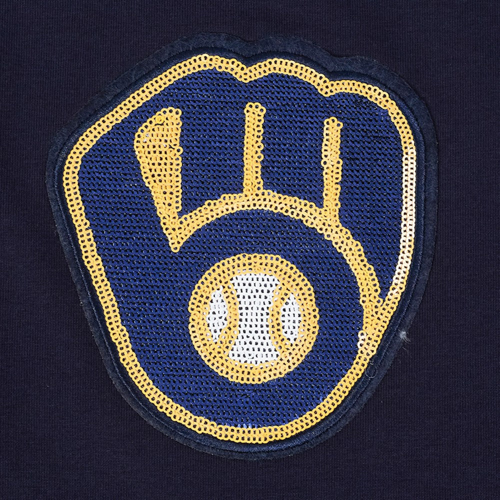 Milwaukee Brewers Pro Standard Women's Game Day Classics Baby Doll Cropped T-Shirt - Navy
