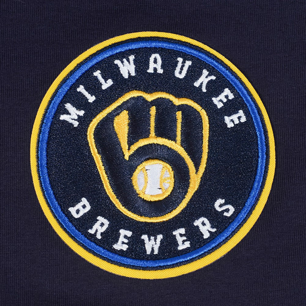 Milwaukee Brewers Pro Standard Women's Game Day Classics Baby Doll Cropped T-Shirt - Navy